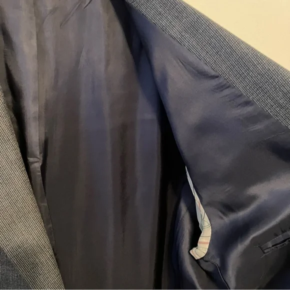 Lauren Ralph Lauren Blazer Suit Jacket Mens 42R Sports Coat Wool Silk Plaid Blue - Picture 9 of 11